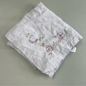 Pottery Barn Floral Embroidered Lavender Purple Linen Kitchen Table Runner Top